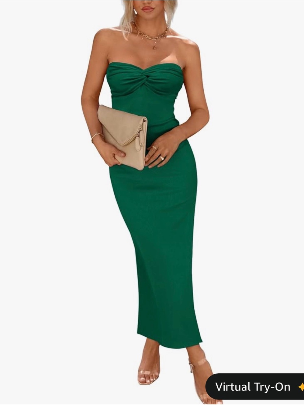 PRETTYGARDEN Womens Summer Strapless Bodycon Tube Maxi DresS XL